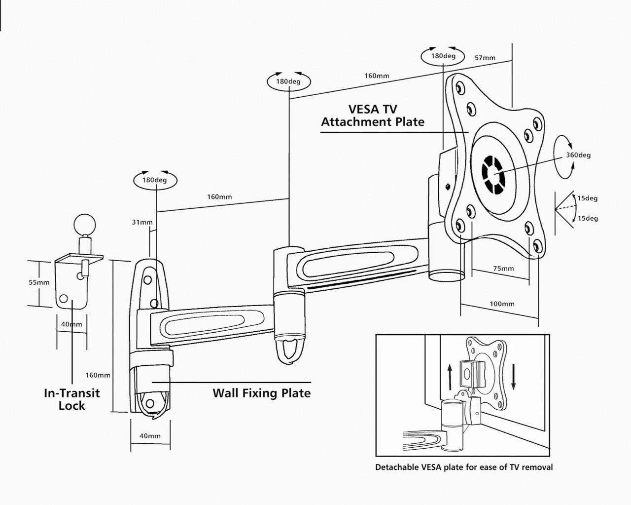 Vision Plus Double Arm TV Bracket - Heavy Duty 4 Vision Plus Double Arm TV Bracket - Heavy Duty - Image 2