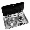 Navy Load Stainless Steel Single Hob With Left Hand Sink And Glass Lid NL.24001 -Outlet Kitchen Store NL.24001 22859.1676837995
