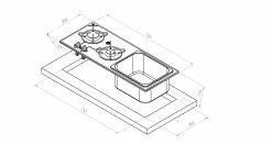 Navy Load Glass Built-In 2 Burners Hob With Stainless Steel Sink NL.20015 -Outlet Kitchen Store NL20015 INGOMBRI INCASSO 33402.1677428872