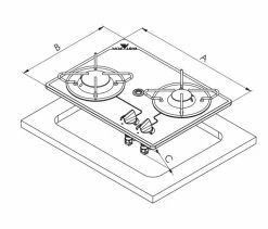 Navy Load Built In Glass Hob Double Burner NL.20001 -Outlet Kitchen Store Nl.20001 d1 47212.1676216853