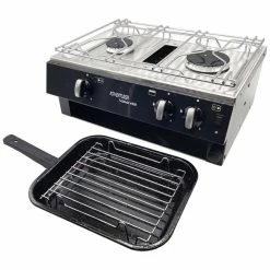 JLS Tasman 4500 2 Burner Hotplate Boat And Caravan Hob And Grill -Outlet Kitchen Store Tasman Campervan Grill HobTP4500 BK 2 70336.1675337663