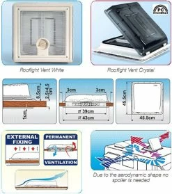 Fiamma Crystal Caravan Roof Light Vent 400 X 400 -Outlet Kitchen Store fiamma vent diagram 62974 80558.1659360304