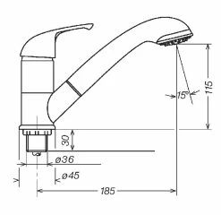 Reich Kama Chrome Shower Tap With Combi Julia Head -Outlet Kitchen Store kama diag1 66103.1672871110
